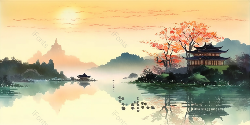 杭州西湖景色水墨画背景,插画/手绘图,插画/手绘图库,插画/手绘图下载,插画/手绘
